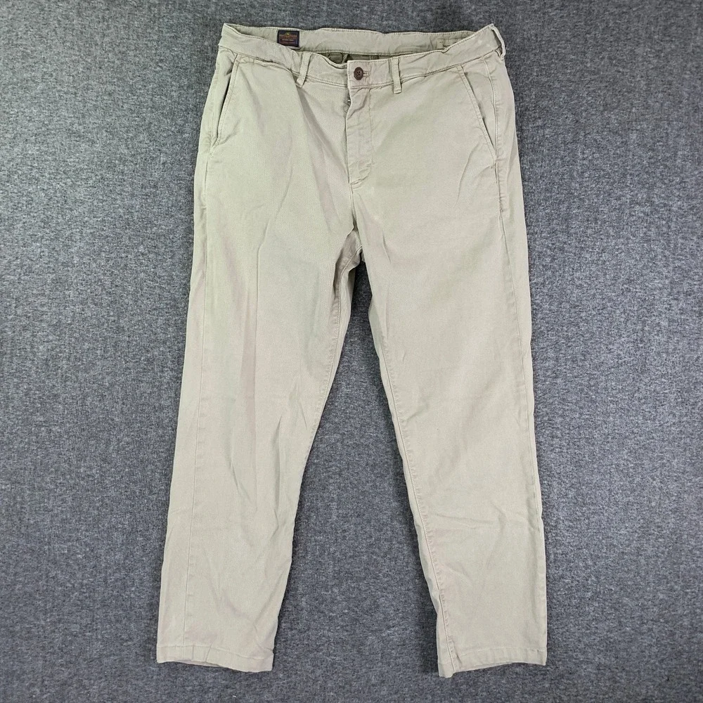 Faherty Pants Men 33x27 Coastline Chino Beige Stretch Trousers Modern
